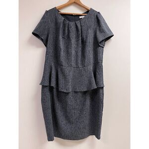 Vintage Womens Sleeveless Roni Sheath Dress with Peplum 1962 Gray Sz 14